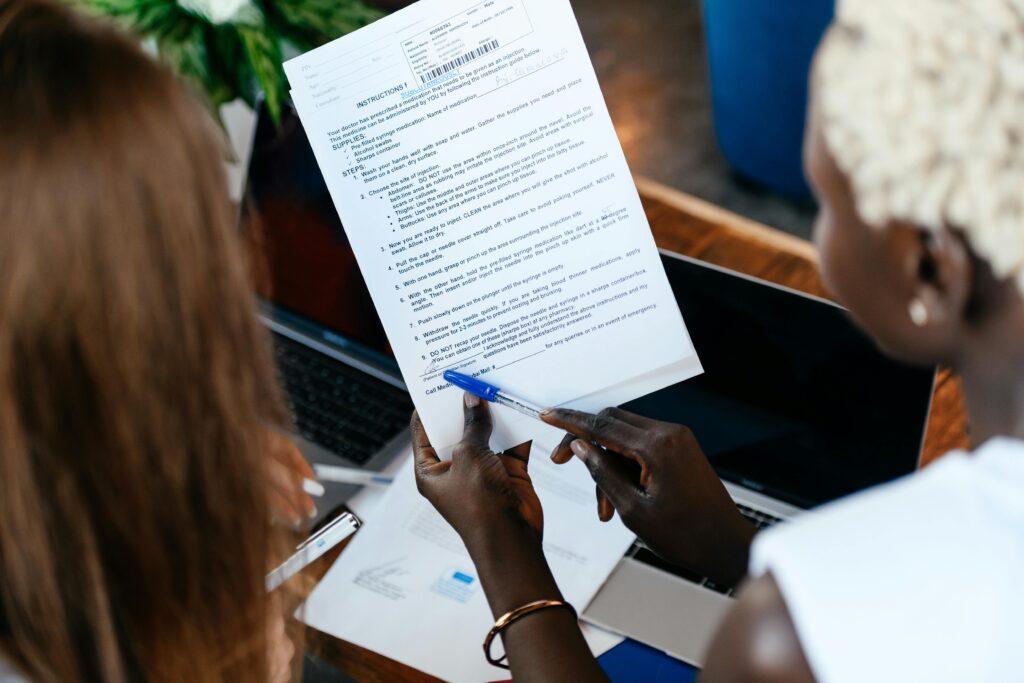 Entrepreneur reviewing business plan.